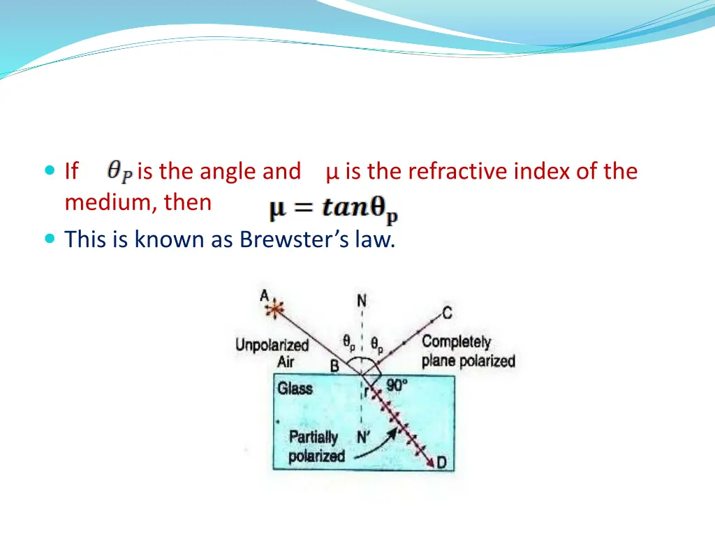 if is the angle and is the refractive index