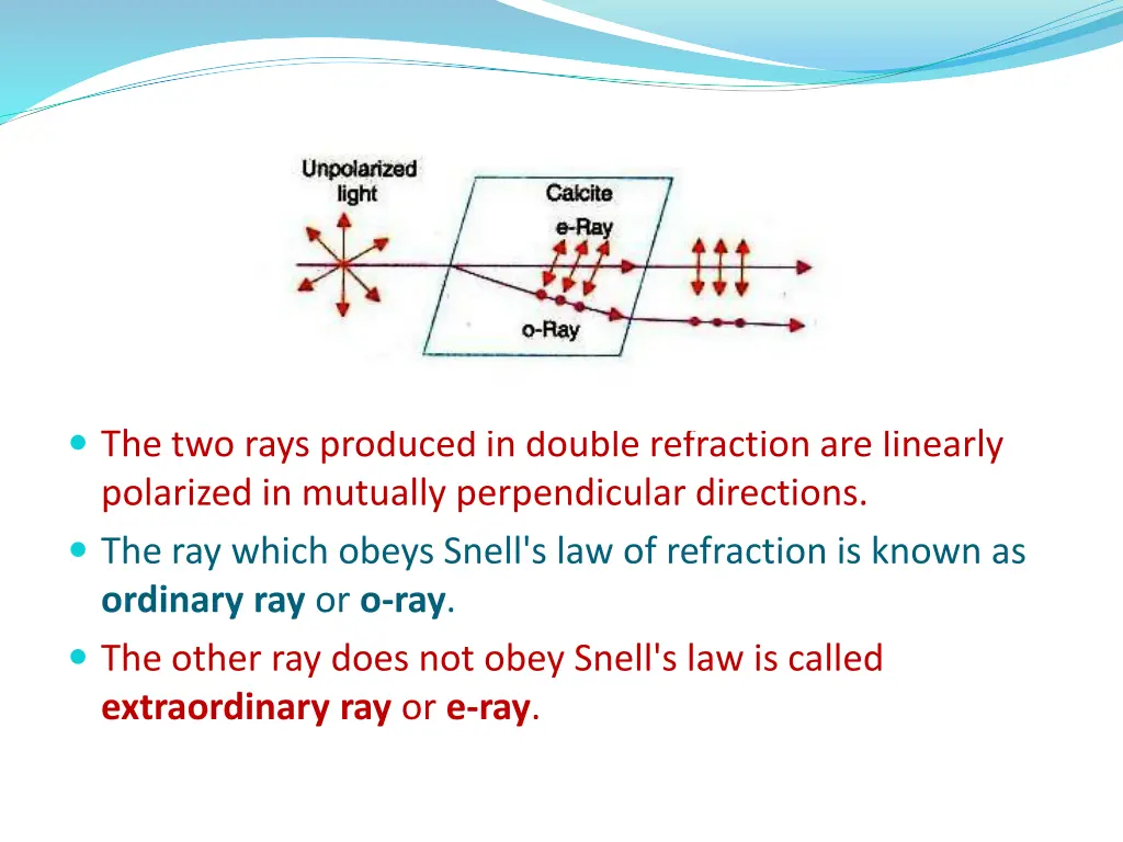 the two rays produced in double refraction