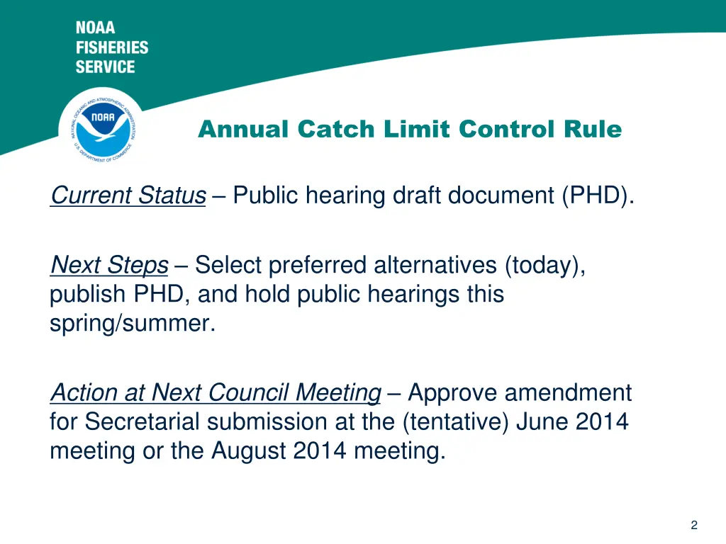 annual catch limit control rule