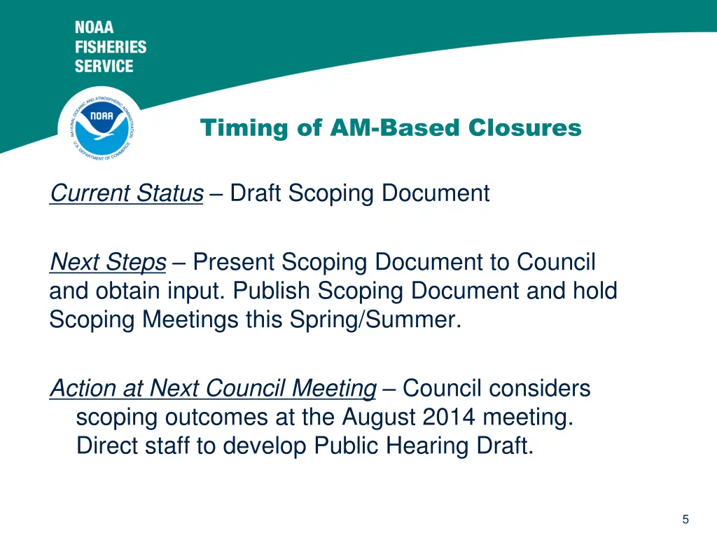 timing of am based closures