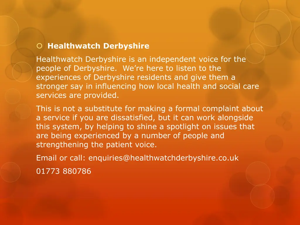 healthwatch derbyshire