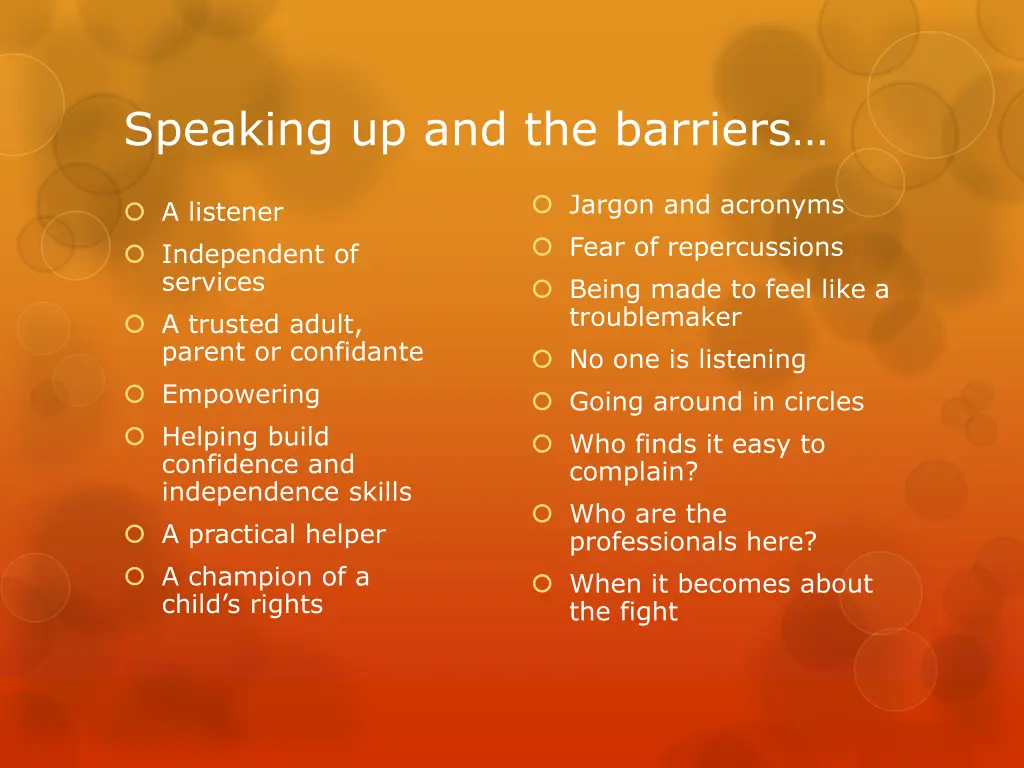 speaking up and the barriers