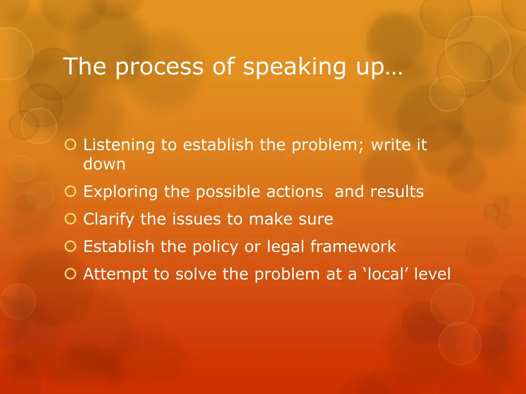 the process of speaking up