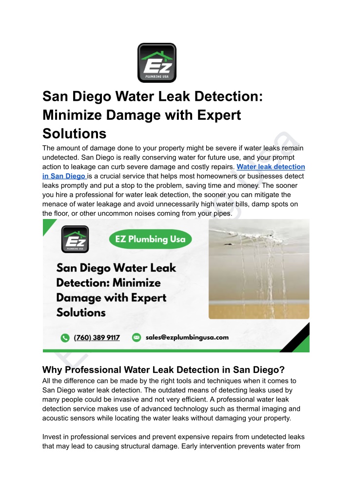 san diego water leak detection minimize damage