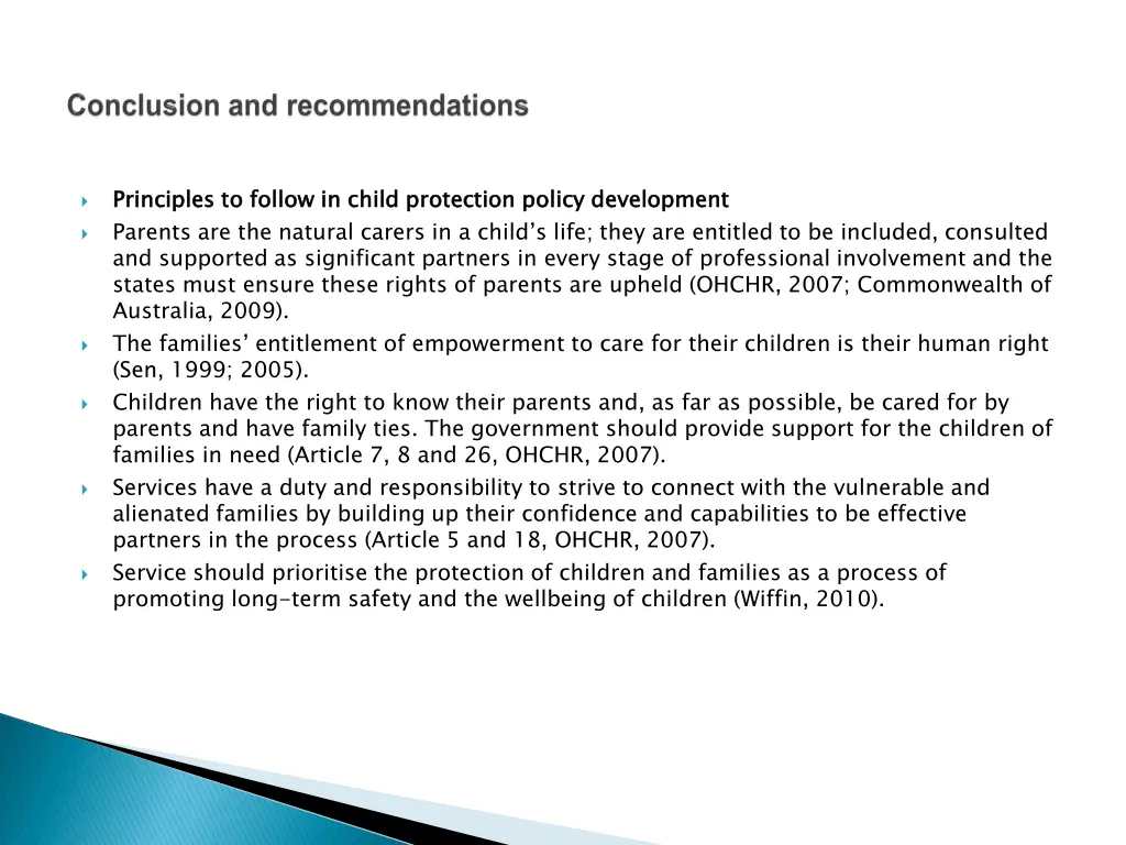 principles to follow in child protection policy