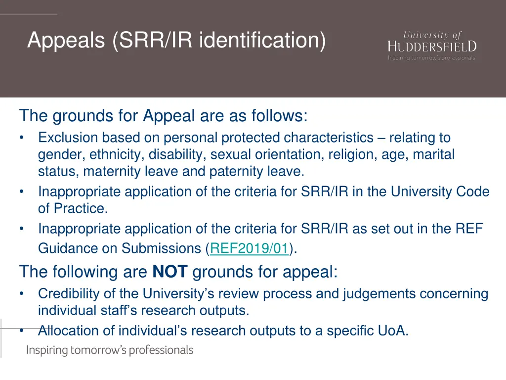 appeals srr ir identification