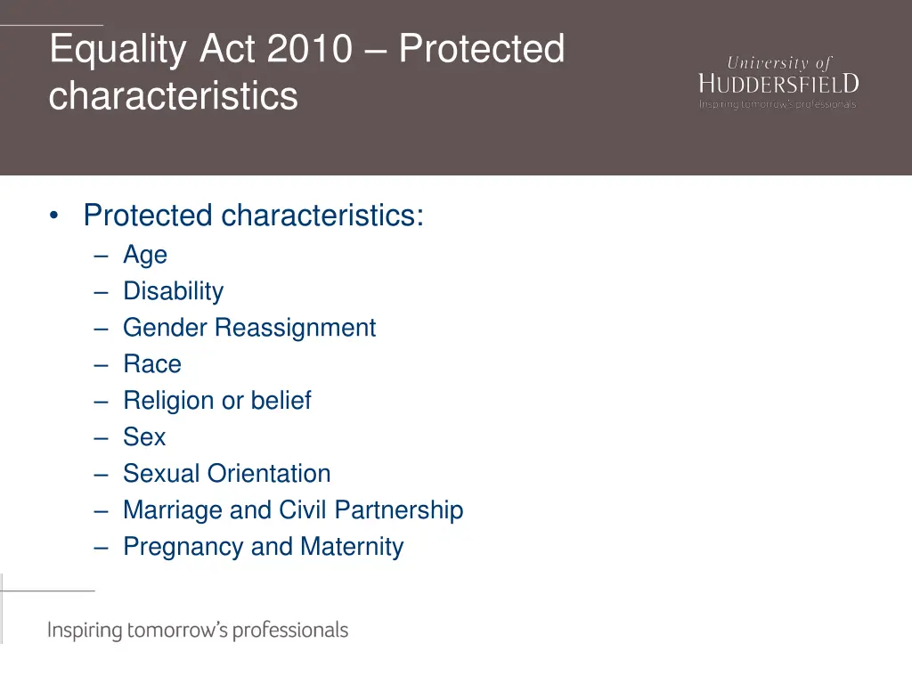 equality act 2010 protected characteristics