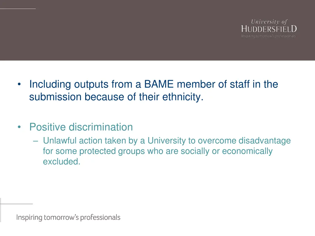 including outputs from a bame member of staff