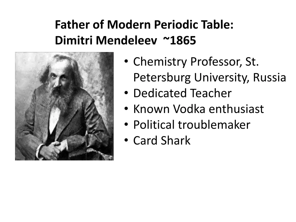 father of modern periodic table dimitri mendeleev