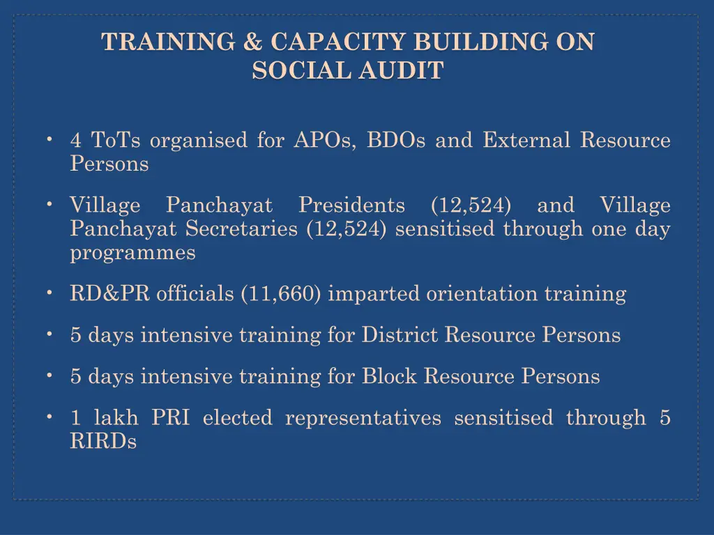 training capacity building on social audit