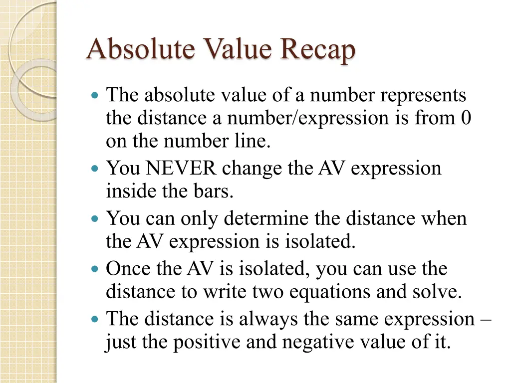 absolute value recap