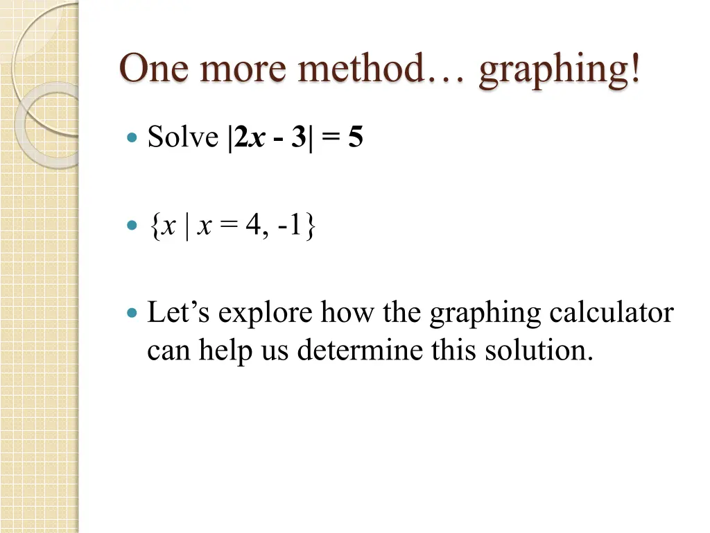 one more method graphing