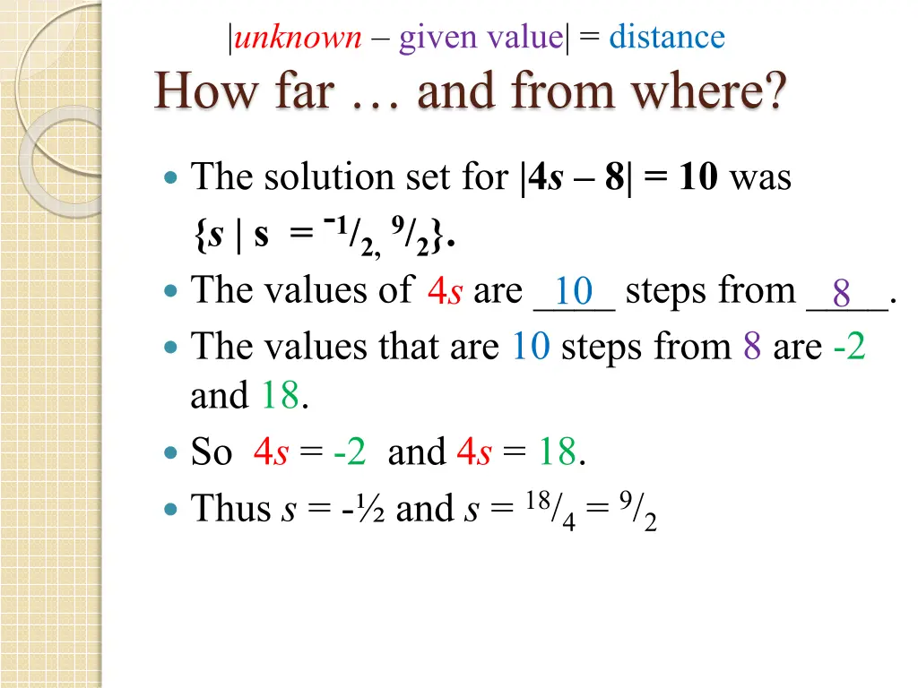 unknown given value distance 1