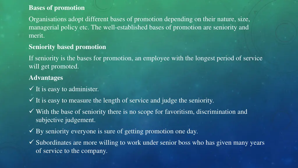 bases of promotion