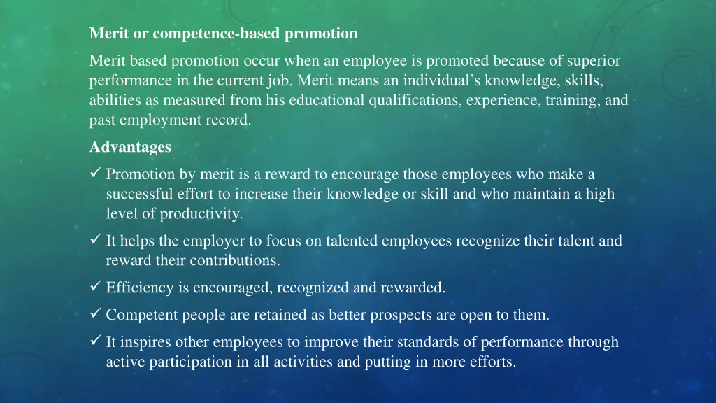 merit or competence based promotion