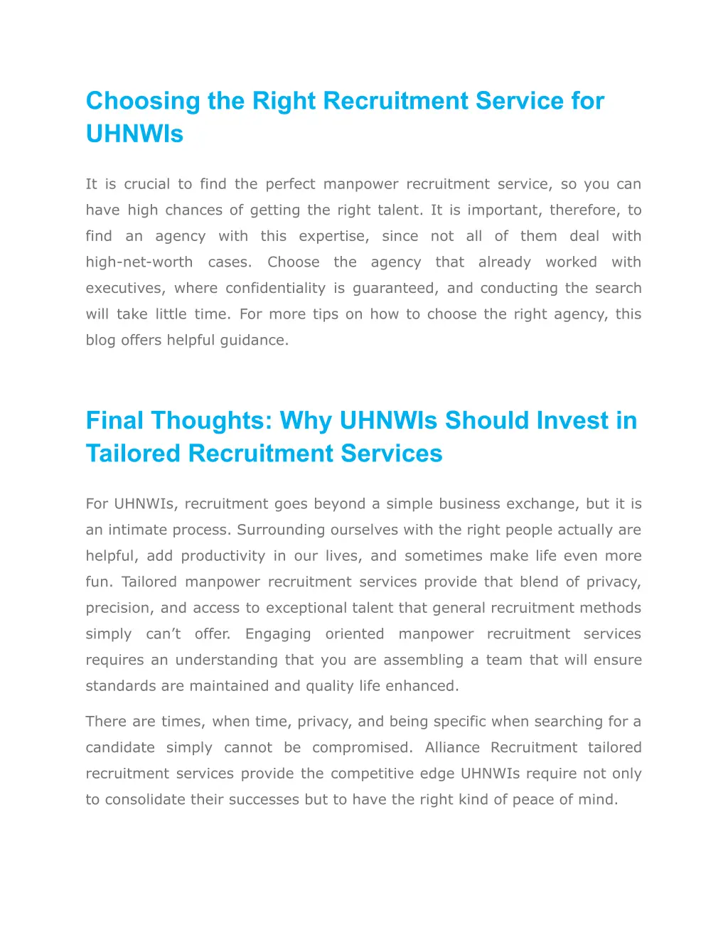 choosing the right recruitment service for uhnwis