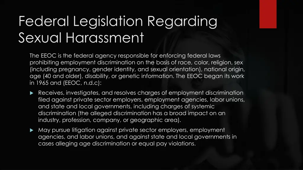 federal legislation regarding sexual harassment 1