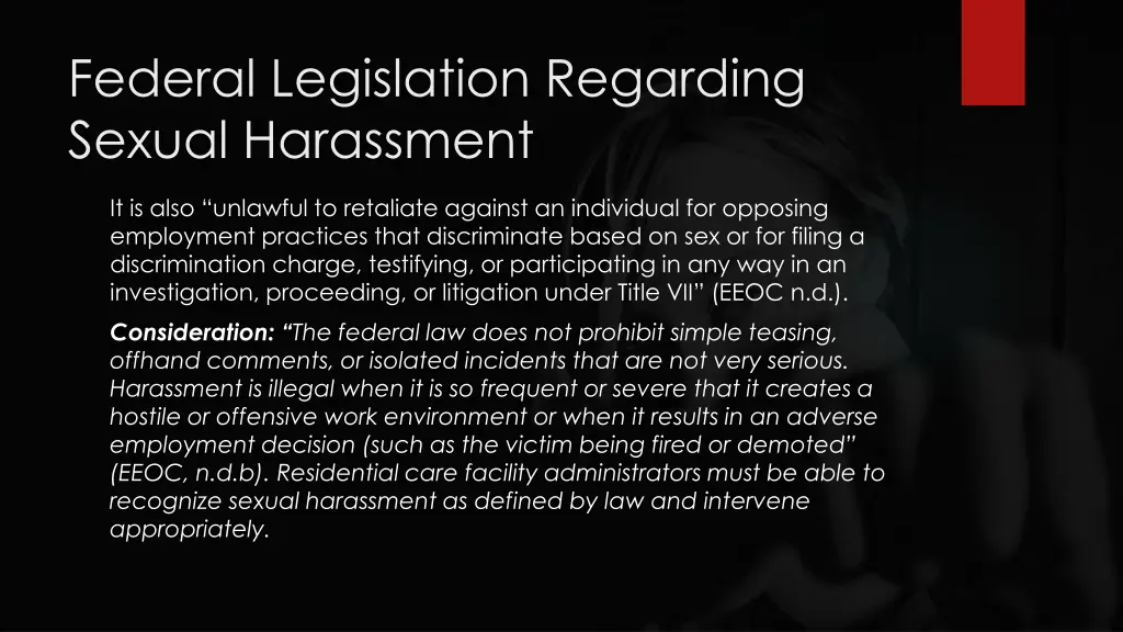 federal legislation regarding sexual harassment 4