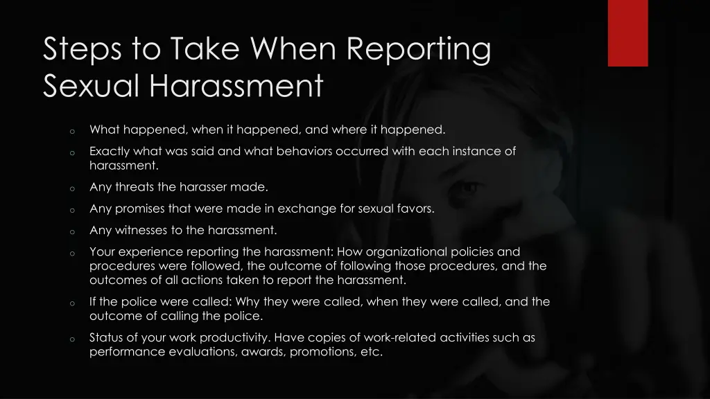 steps to take when reporting sexual harassment 2