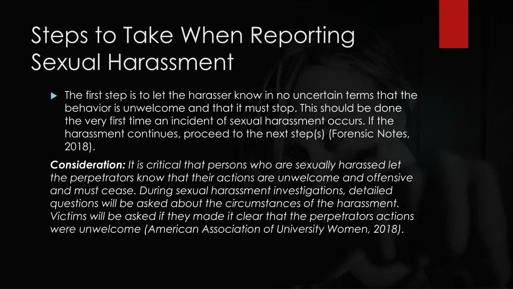 steps to take when reporting sexual harassment