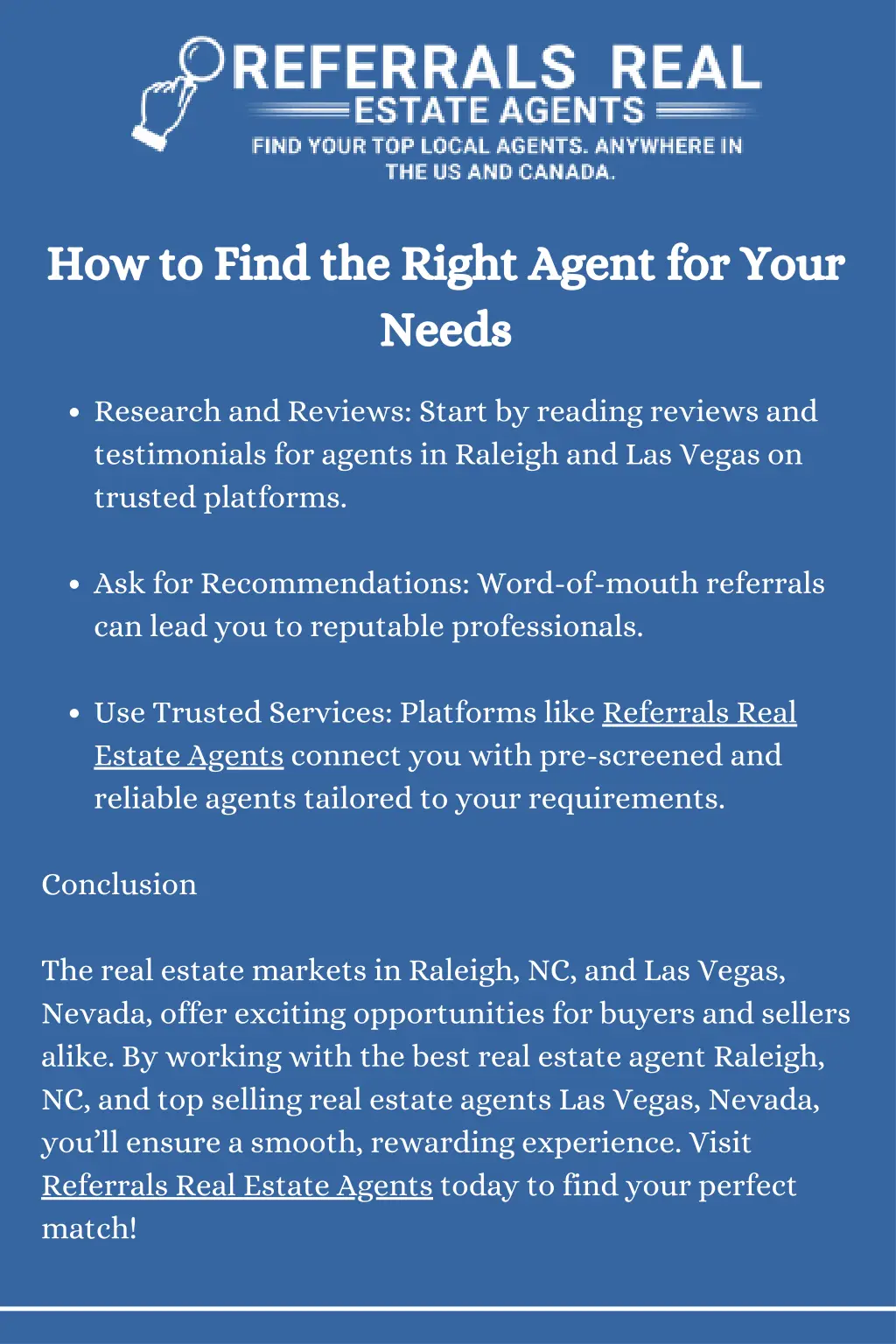 how to find the right agent for your needs