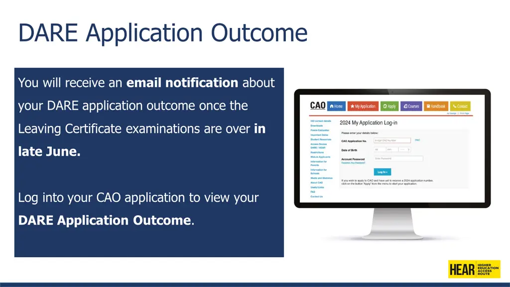 dare application outcome