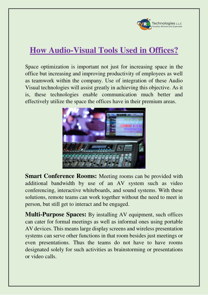 how audio visual tools used in offices