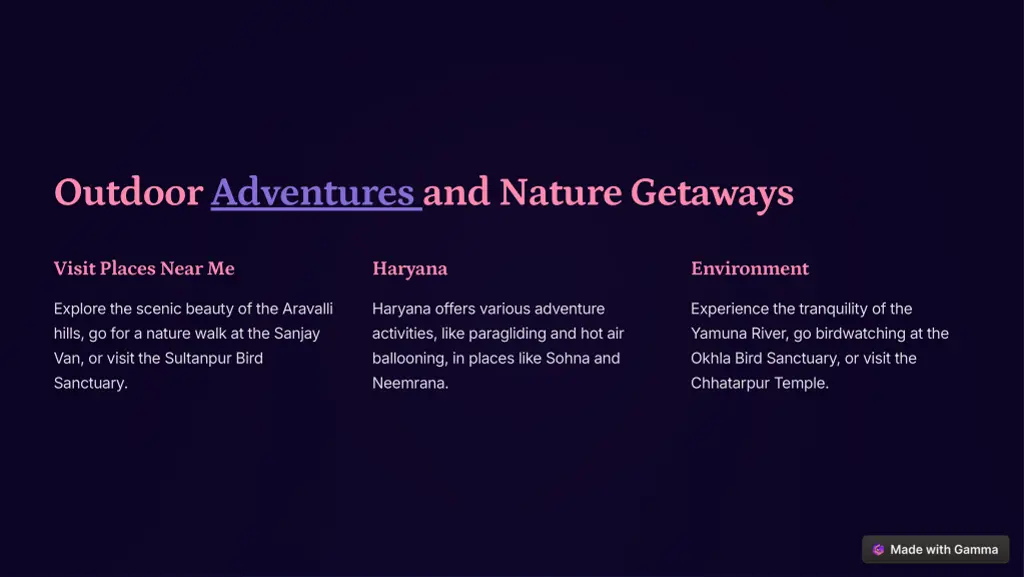 outdoor adventures and nature getaways