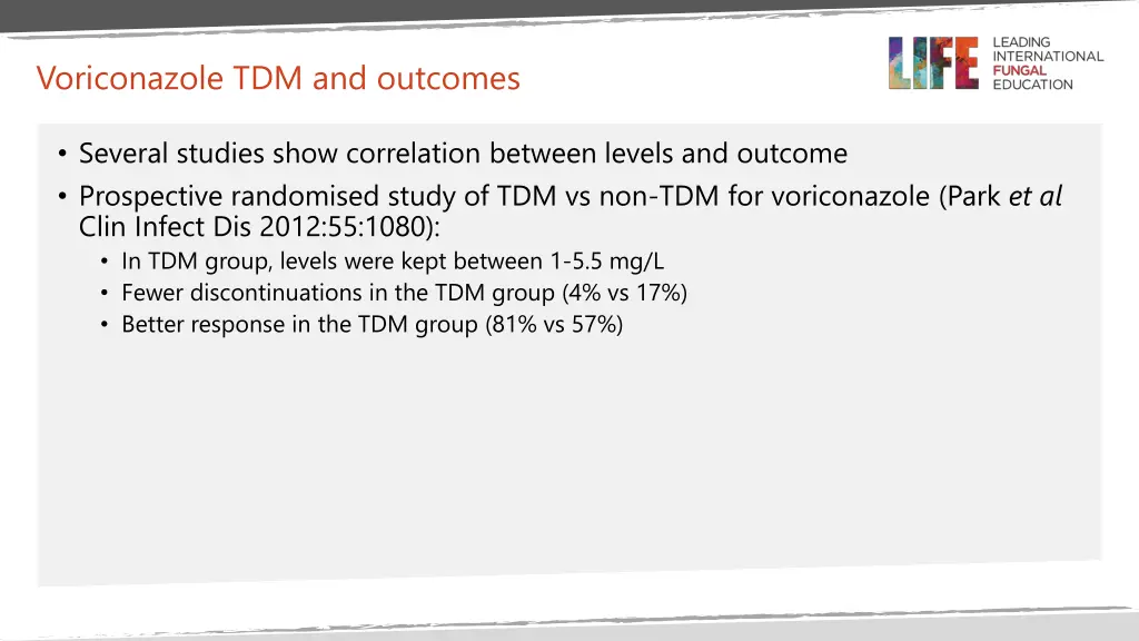 voriconazole tdm and outcomes