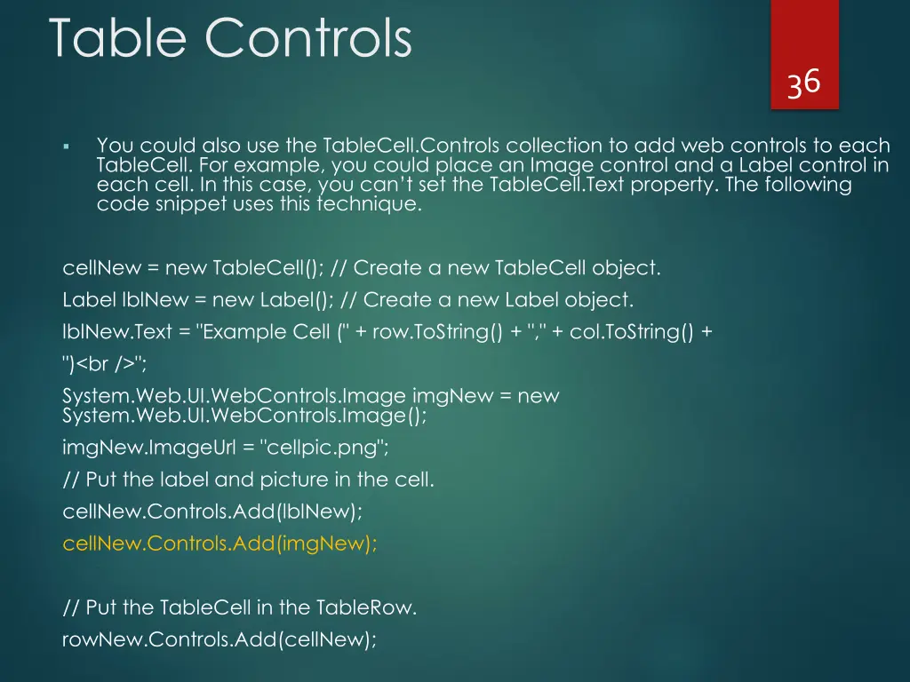 table controls 2