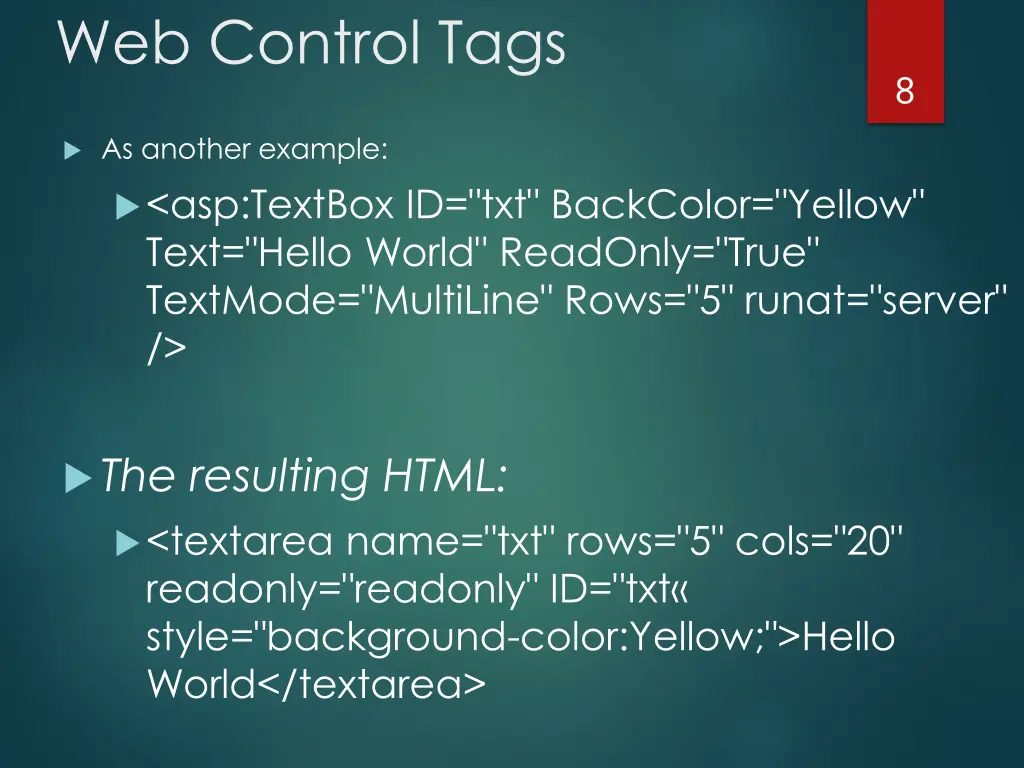 web control tags 1