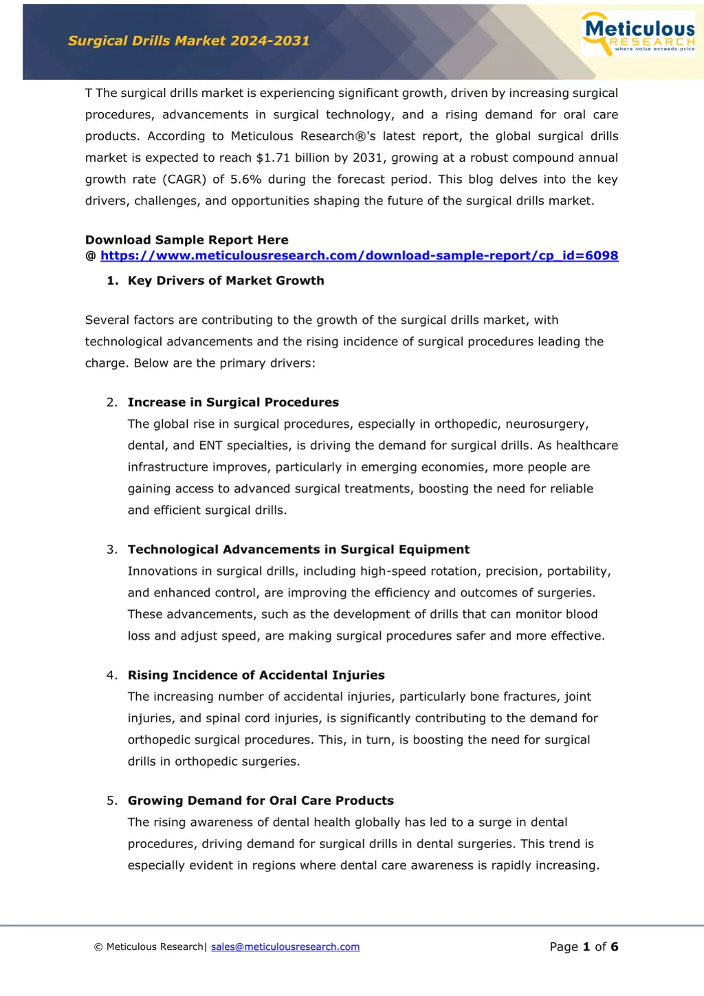 surgical drills market 2024 2031