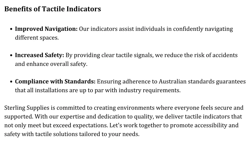 benefits of tactile indicators