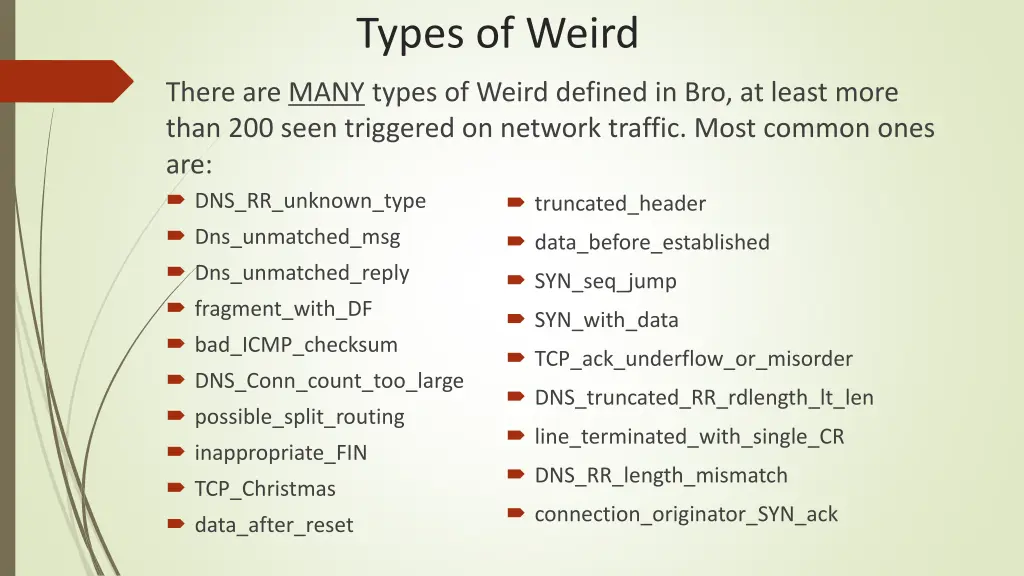 types of weird