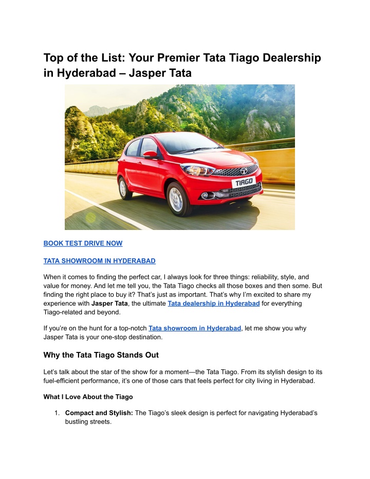 top of the list your premier tata tiago