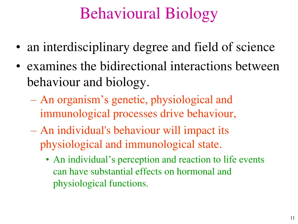 behavioural biology