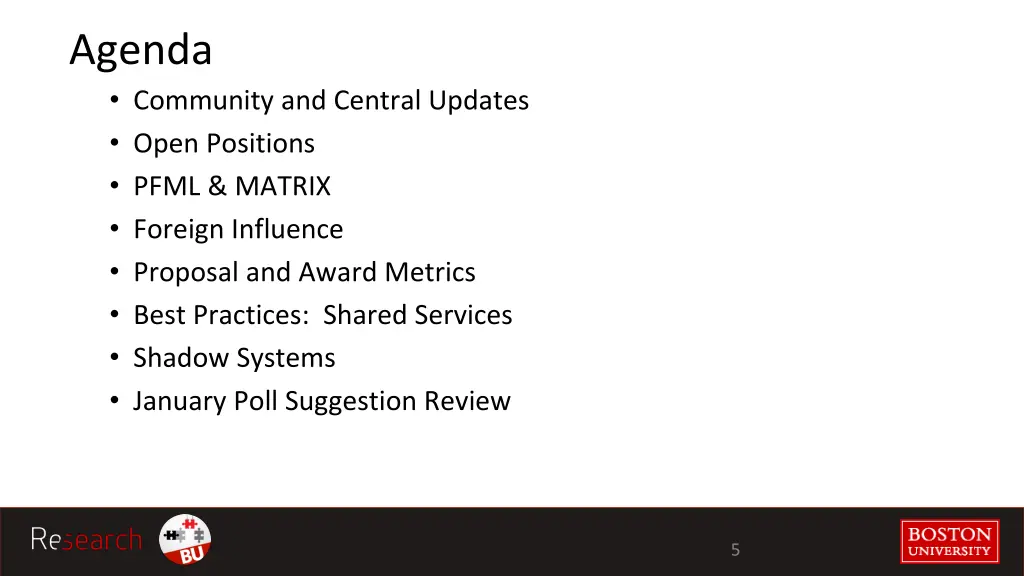 agenda community and central updates open