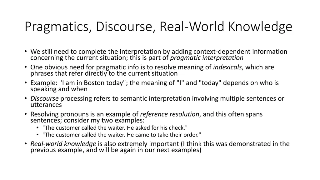 pragmatics discourse real world knowledge