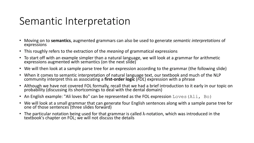 semantic interpretation