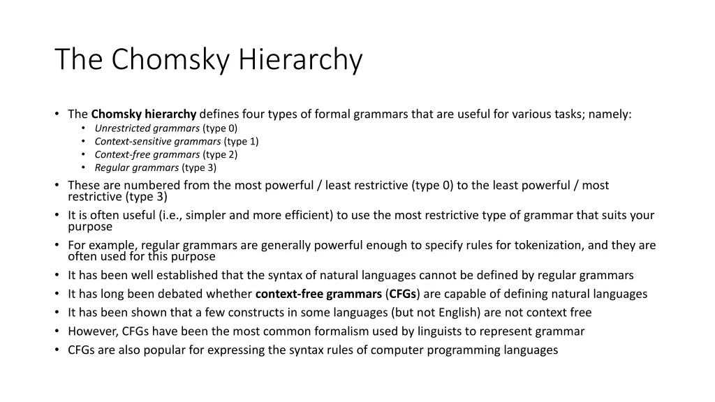 the chomsky hierarchy