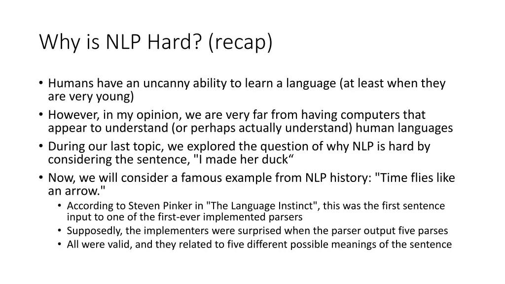 why is nlp hard recap