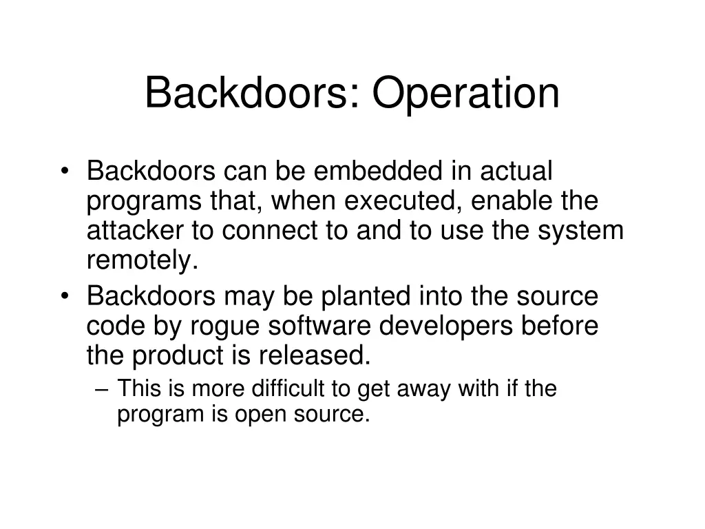 backdoors operation