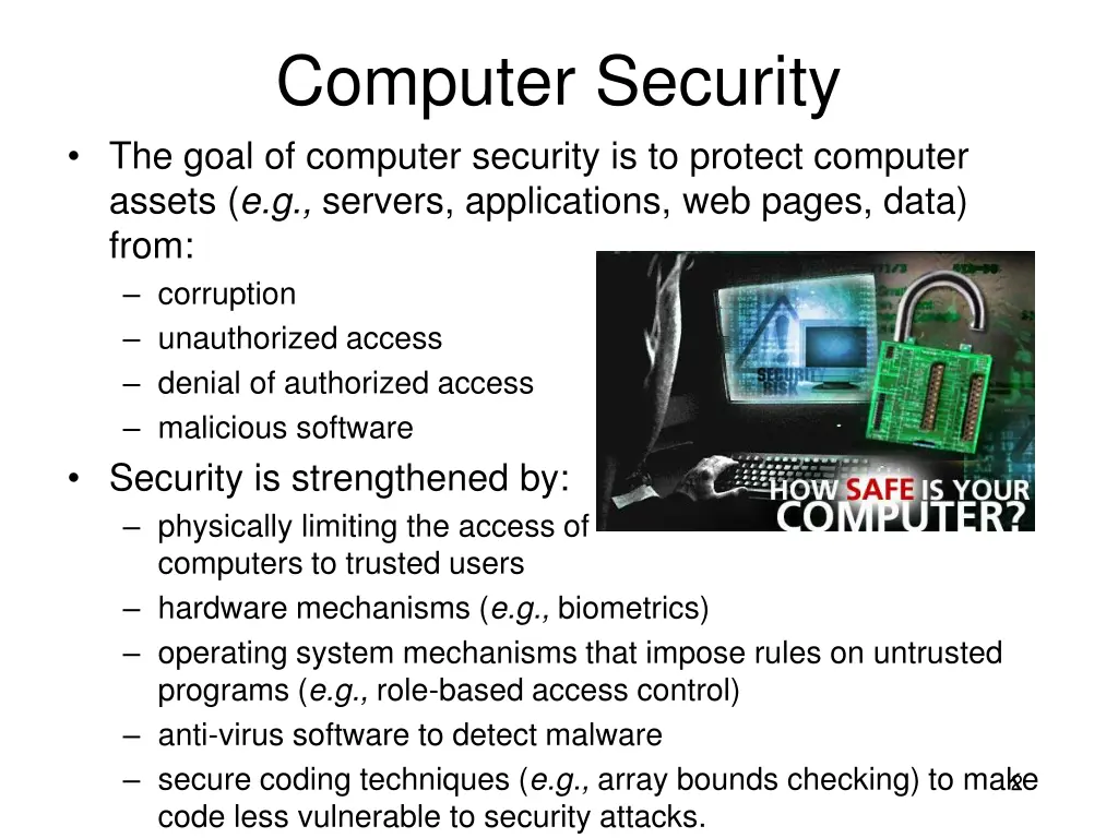 computer security the goal of computer security