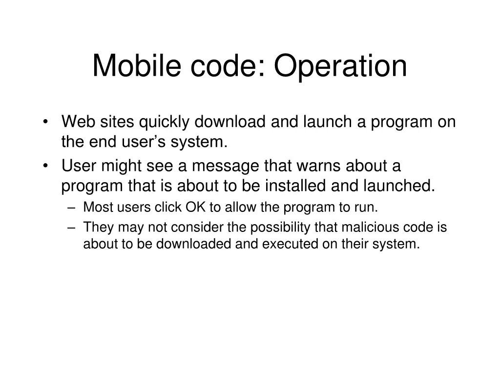 mobile code operation