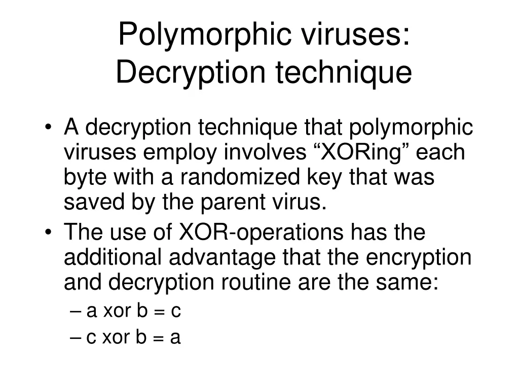 polymorphic viruses decryption technique