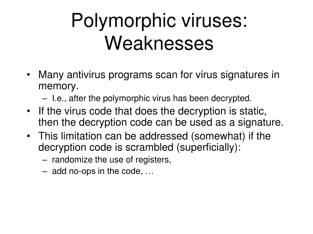 polymorphic viruses weaknesses