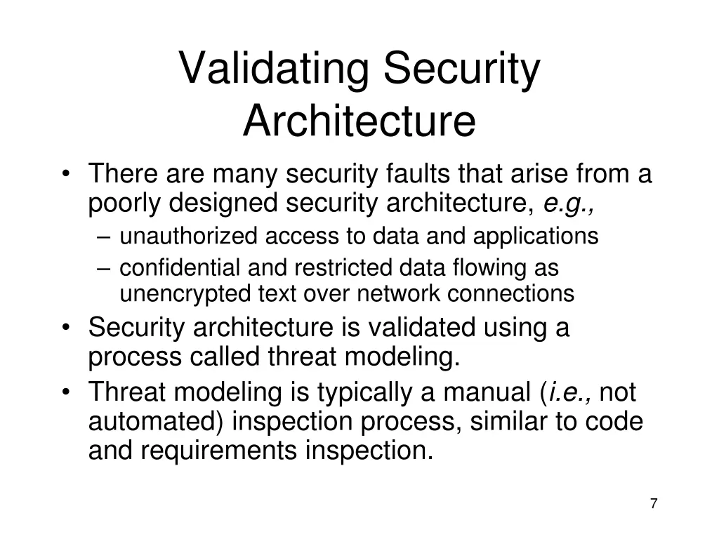 validating security architecture there are many