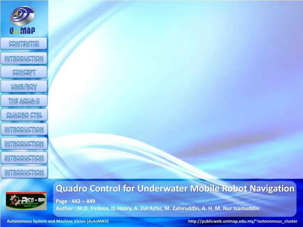 quadro control for underwater mobile robot 1