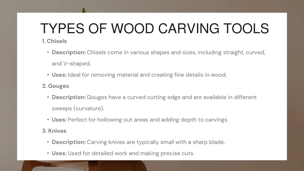 types of wood carving tools 1 chisels