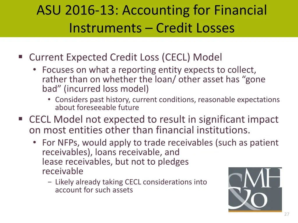 asu 2016 13 accounting for financial instruments